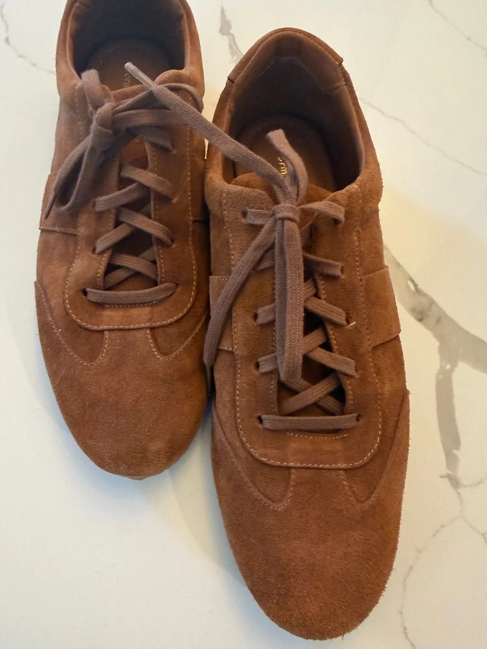 Reformation Chestnut Brown Suede Lace-Up Sneakers